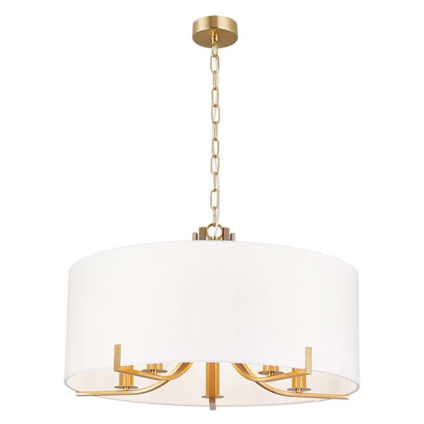 classical shaded armed ceiling pendant satin brass - Stillorgan Decor