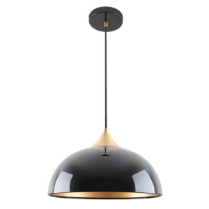 modern high gloss dome pendant black and gold - Stillorgan Decor