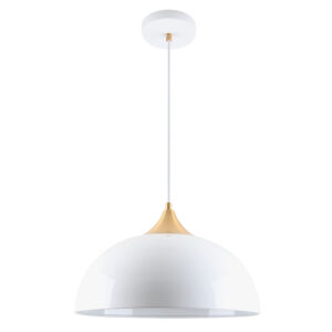 modern high gloss dome pendant white with gold accent - Stillorgan Decor