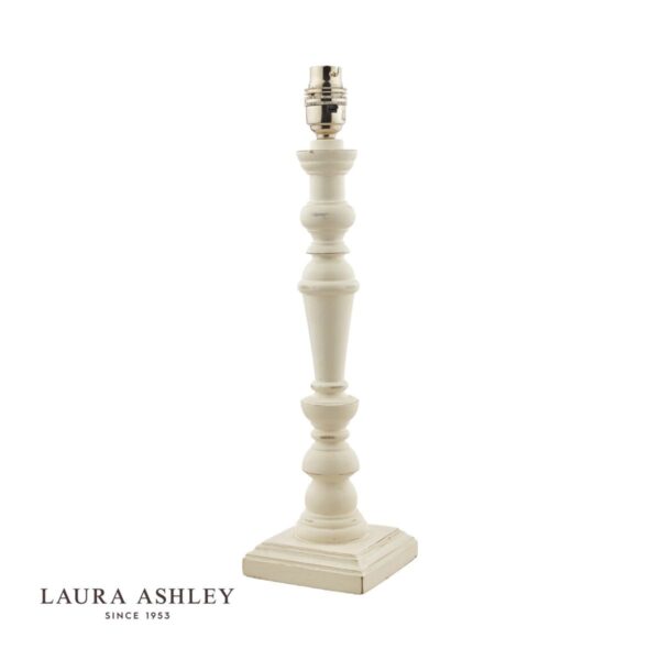 laura ashley tate wooden table lamp distressed off white base only - Stillorgan Decor