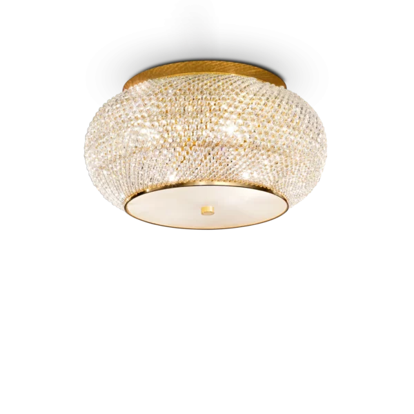 luxury flush crystal and glass 10 light gold ceiling light (Copy) - Stillorgan Decor