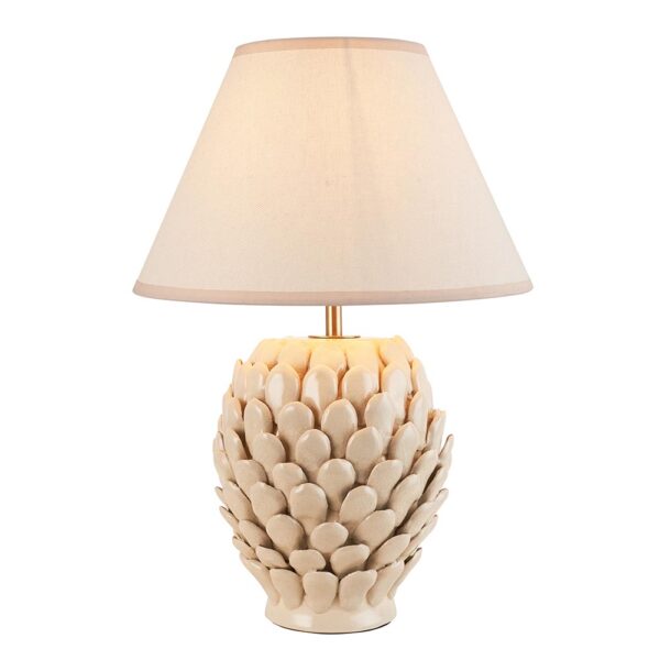 layered leaf ivory crackle glaze table lamp with white - Stillorgan Decor