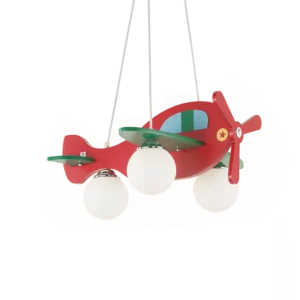 kids aeroplane 3 globe ceiling light in red - Stillorgan Decor