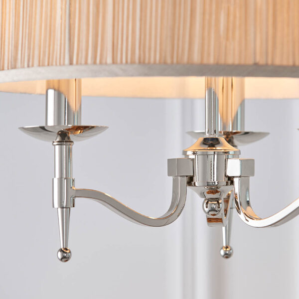 elegant nickel 3lt pendant & beige shade - Stillorgan Decor