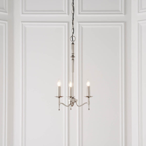 elegant nickel 3lt pendant & beige shade - Stillorgan Decor