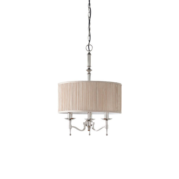 elegant nickel 3lt pendant & beige shade - Stillorgan Decor