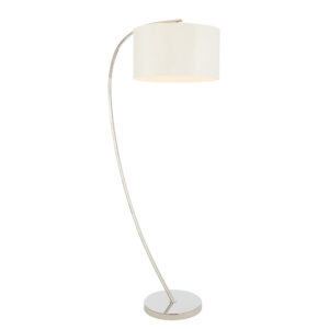 elegant arched floor lamp bright nickel with white shade - Stillorgan Decor