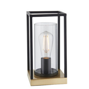 modern industrial framed table lamp with satin brass plated base - Stillorgan Decor