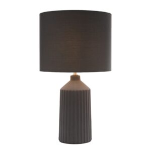 contemporary ribbed base matt finish large table lamp grey - Stillorgan Decor