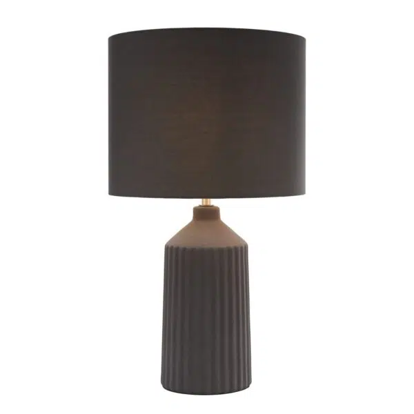 contemporary ribbed base matt finish large table lamp grey - Stillorgan Decor