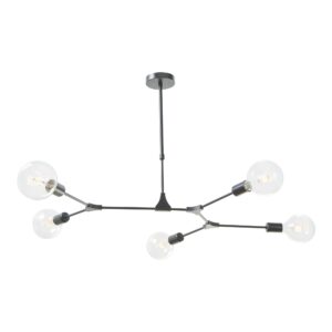 modern 5 light telescopic semi flush ceiling light in satin black - Stillorgan Decor