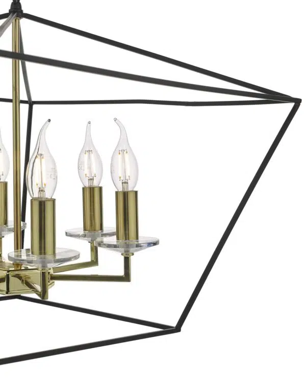 classic cage 6 light pendant matt black & polished brass - Stillorgan Decor