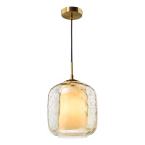 contemporary pendant light dimpled glass aged brass and champagne glass - Stillorgan Decor