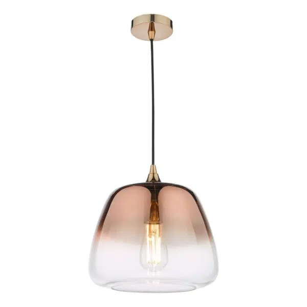 modern glass shade 1 light pendant ombre copper glass - Stillorgan Decor