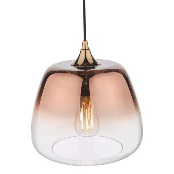 modern glass shade 1 light pendant ombre copper glass - Stillorgan Decor