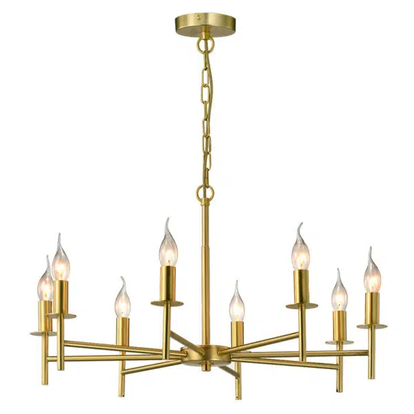 elegant 8 light matt brass chandelier ceiling lamp - Stillorgan Decor