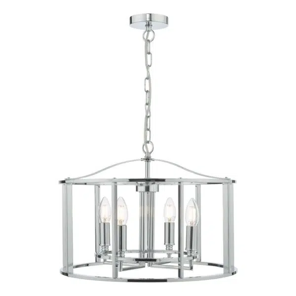 decorative cage 4 light ceiling pendant in polished chrome - Stillorgan Decor