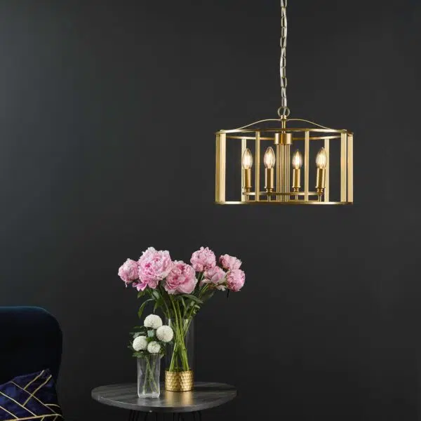 decorative cage 4 light ceiling pendant in brushed bronze - Stillorgan Decor