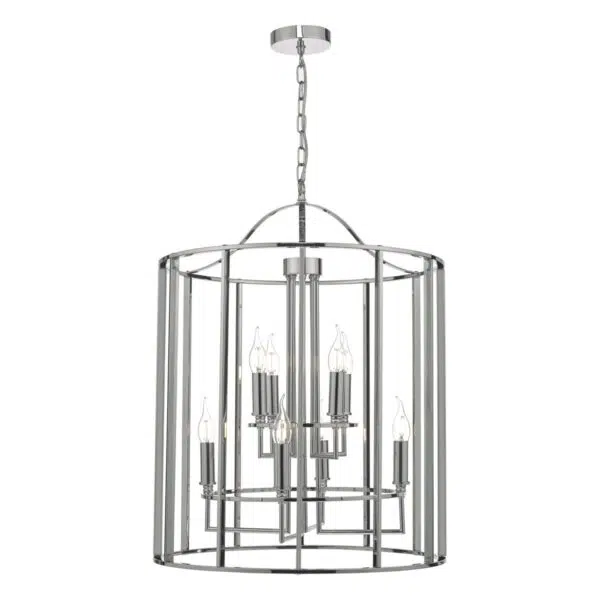 decorative cage 8 light ceiling lantern light in polished chrome - Stillorgan Decor