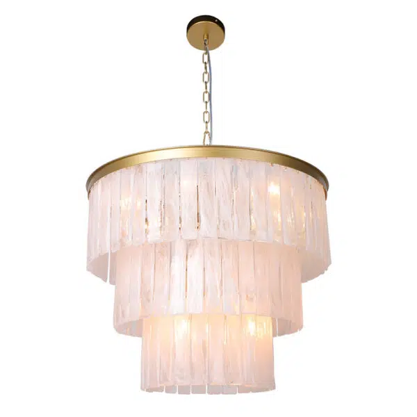 luxurious 3 tier webbed glass textured pendant gold finish - Stillorgan Decor