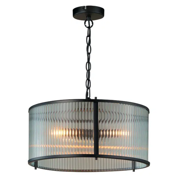 elegant ribbon glass 4 light ceiling pendant light matt black - Stillorgan Decor