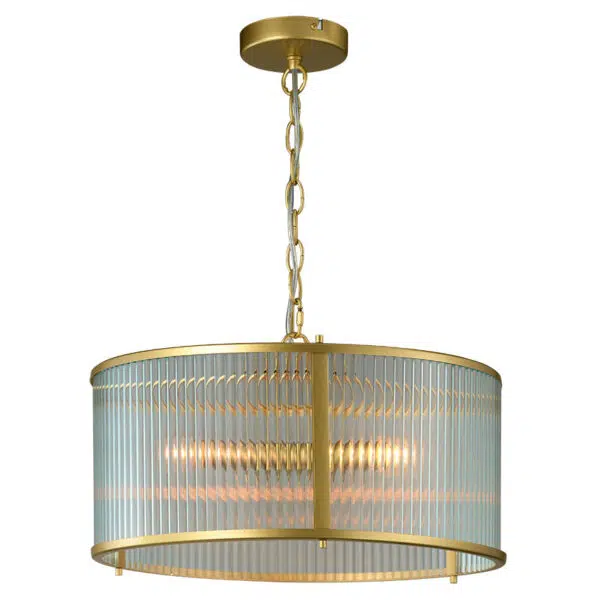 elegant ribbon glass 4 light ceiling pendant light gold - Stillorgan Decor