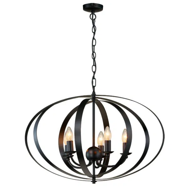 modern rustic industrial style 5 light ceiling lamp black - Stillorgan Decor