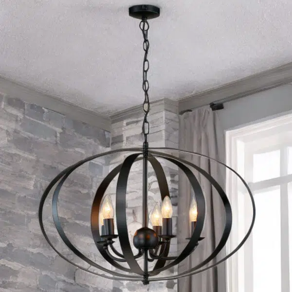 modern rustic industrial style 5 light ceiling lamp black - Stillorgan Decor