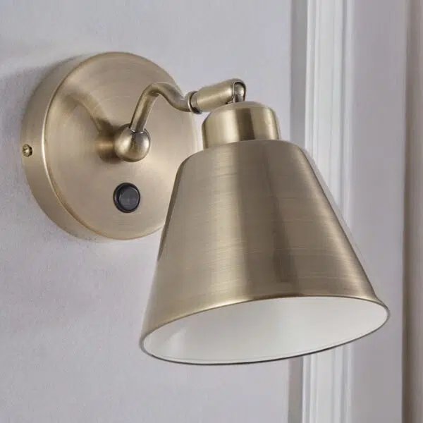 modern vintage wall light in antique brass - Stillorgan Decor