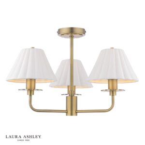 laura ashley mixbury 3 light semi flush matt antique brass and white ceramic - Stillorgan Decor