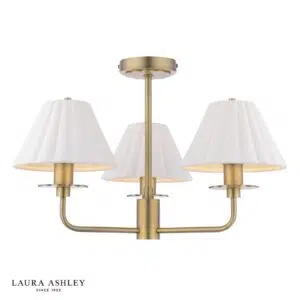 laura ashley mixbury 3 light semi flush matt antique brass and white ceramic - Stillorgan Decor