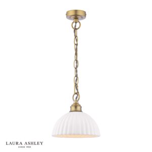 laura ashley durford pendant matt antique brass and white ceramic - Stillorgan Decor