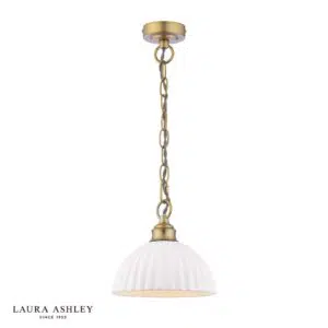 laura ashley durford pendant matt antique brass and white ceramic - Stillorgan Decor