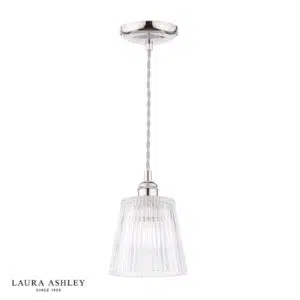 laura ashley callaghan pendant polished nickel and ribbed glass - Stillorgan Decor