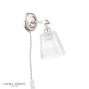laura ashley callaghan plug in wall light polished nickel and ribbed glass - Stillorgan Decor