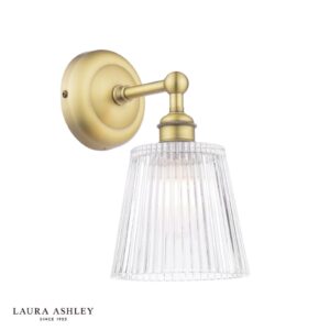 laura ashley callaghan bathroom wall light matt antique brass and ribbed glass ip44 - Stillorgan Decor