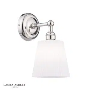 laura ashley callaghan wall light polished nickel and white ribbed glass ip44 - Stillorgan Decor