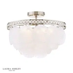 laura ashley caverton 4 light semi flush polished nickel and white glass - Stillorgan Decor