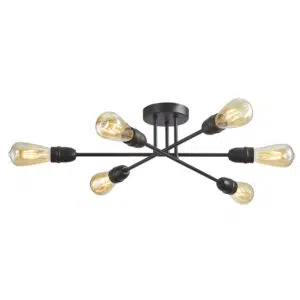 industrial simple armed 6 light semi flush ceiling light black copper (Copy) - Stillorgan Decor