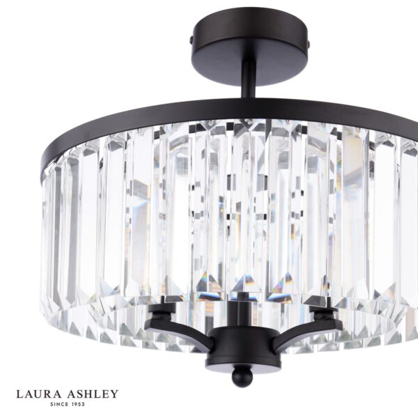 laura ashley elkwood 3 light semi flush crystal and black - Stillorgan Decor