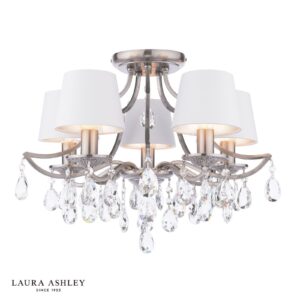 laura ashley enstone 5 light semi flush polished nickel and crystal with shade - Stillorgan Decor