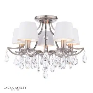 laura ashley enstone 5 light semi flush polished nickel and crystal with shade - Stillorgan Decor