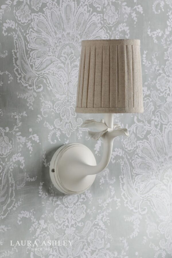 laura ashley eleni wall light matt white with shade - Stillorgan Decor