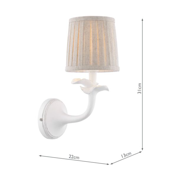 laura ashley eleni wall light matt white with shade - Stillorgan Decor