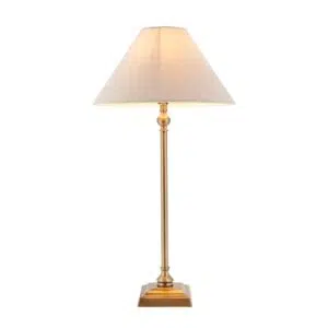 elegant table lamp in antique brass finish with 31cm shade - Stillorgan Decor