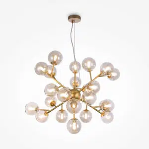 modern 24 light dallas ceiling pendant gold with amber glass - Stillorgan Decor