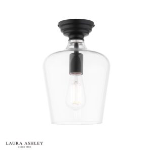 laura ashley ockley semi flush matt black and glass - Stillorgan Decor