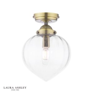 laura ashley whitham bathroom ceiling light antique brass and ribbed glass ip44 - Stillorgan Decor