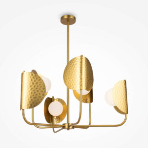 modern 6 light tropic ceiling pendant light satin brass - Stillorgan Decor