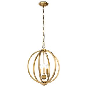 corinne orb 3 light medium ceiling pendant light burnished brass - Stillorgan Decor